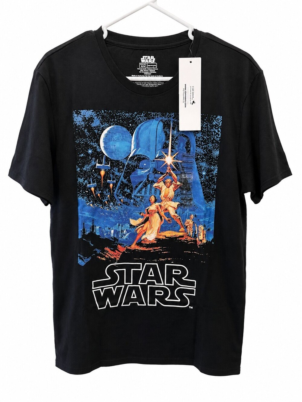 Star Wars Classic Movie Poster Graphic T-Shirt Medium Black Cotton Blend